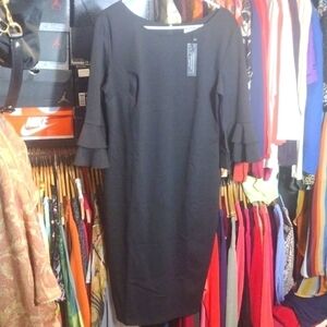 VFEMAGE women's butterfly sleeve black dress size 16 new